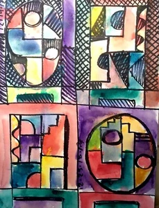 abstract watercolor 12inx16in - by ronald allen 2019 / b1994 - Picture 1 of 1