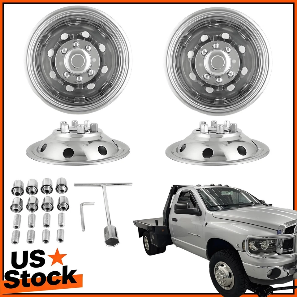 16" Dual Steel Wheel Simulators Dually Rim Liners Cover for 2008-2021 Ford E-350 - Imagem 1 de 4