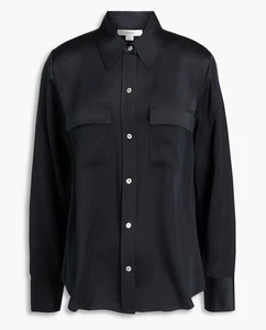 NEW, Vince Silk-Charmeuse Shirt in Black Size S #T022 - Picture 1 of 9