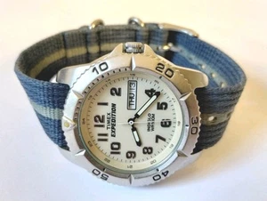 Timex Expedition Transitional Watch Men 40mm White Dial Silver Tone Daydate - Picture 1 of 4