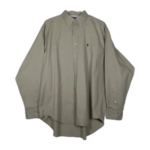 Ralph Lauren Shirt Mens XL Long Sleeve Tan 100% Cotton Button Down Blue Pony - Picture 1 of 14