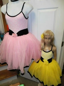  Black Velvet Trim White Lace Organdy Tutu Ballet choker rose FREE BACK BOW - Picture 1 of 11