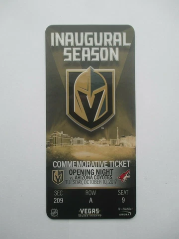 RARE Vegas Golden Knights Inaugural Season 2017-18 Opening Night Comm. Ticket Cover
