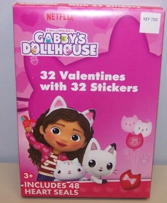 Caja de 32 tarjetas de San Valentín Dreamworks Gabby's casa de muñecas con pegatinas y sello Foto 1 de 4