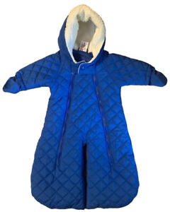 Hanna Andersson Infant One Size Blue Snow Suit Bunting Hooded Toddler Baby