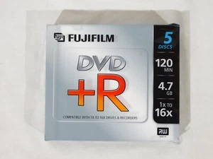 Fujifilm DVD+R 5 Pack 120 Min Blank Storage Media 4.7GB Disc Data Video CD Music - Picture 1 of 5