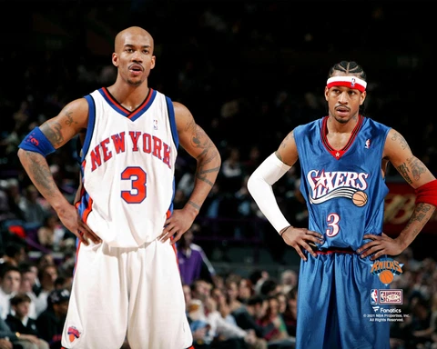 Stephon Marbury New York Knicks UnsignedJersey Standing With Cover