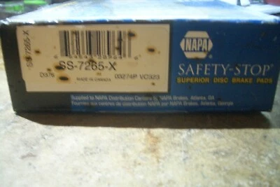 Juego de pastillas de freno de disco delanteras NAPA SAFETY-STOP SS-7265-X/Chevy/Olds/Buick/Pontiac Foto 1 de 3
