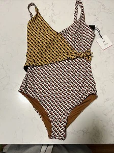 Diane Von Furstenberg ONIA X DVF Ellie 3d Chain Caffe Wrap One Piece Swimsuit XS - Picture 1 of 4