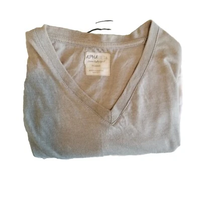 Alpha Beta Hombre Beige Camiseta Cuello en V Camiseta - Sixe XL  Foto 1 de 3