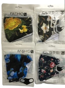 Juego de 4 - Máscara de moda estampada floral para mujer - Imagen 1 de 5