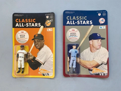 Lot of 2 - Super 7 MLB Classic All-Stars Figures, Willie Mays & Mickey Mantle Cover