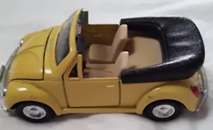 VW Bug Beetle Volkswagen Model Car with Moveable Parts Yellow Metal and Plastic - Picture 1 of 10