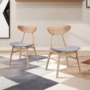Set of 2 Wooden Dining Chairs, Modern Soft Upholstered, Wooden Frame - Picture 1 of 8