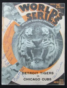 1935 World Series signiert/Auto (10) Programm Cubs vs Tigers Gehringer JSA 195274 - Bild 1 von 11