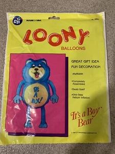 Loony Balloons Bear It's a Boy Baby Shower Balloon New Helium Gender Reveal Vtg - Picture 1 of 5