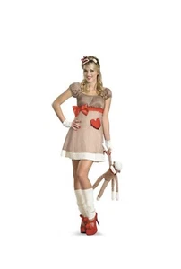 Womens Adult Sexy Deluxe Sock Monkey Costume Dress W/ Monkey Tail NWT. Lg 10-14 - Picture 1 of 2