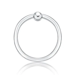 14 Gauge Captive Bead Hoop Nose Ring for Women in 14k White Gold Body Piercing - Picture 1 of 7