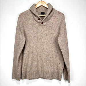 J.Crew Merinowolle Schalkragen Pullover Herren Medium Beige Braun Knopf Strick - Bild 1 von 8