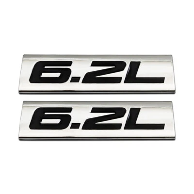2x Chrome Black Metal Fender Trunk 6.2L Emblem V6 V8 Engine Logo 3D Badge Decal — 第 1/4 张图片