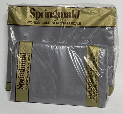 Vintage Springmaid Percale Full Flat Sheet & Pillowcases Lavendar Purple NOS NEW - Image 1 of 4