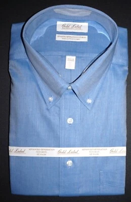 Camisa de Vestir Roundtree Yorke 19 - 36/37 ALTA Azul Ojo de Pájaro Patrón Dobby Nueva con Etiquetas BT-1 Foto 1 de 4