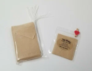 Single Use Natural Unbleached Paper Tea Bag Filters Loose Teas Drawstring - Picture 1 of 12