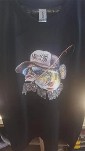 New Kiss My Bass Fish Size Medium Black Gildan Mens T Shirt - Picture 1 of 1