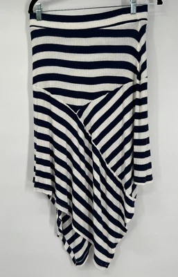 women gap skirt size medium petite mp p Navy White Stripe Maxi asymetrical knit - Image 1 of 4
