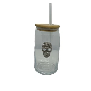 Home Essentials And Beyond Skull Glass Mason Sippy Jar - Picture 1 of 7
