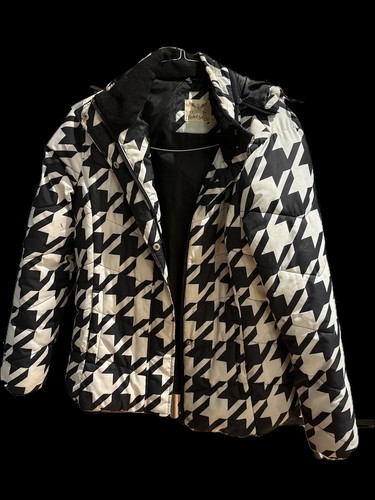 VETEMENTS Giacca donna leggera Faded Glory M nera bianca con cappuccio rimovibile