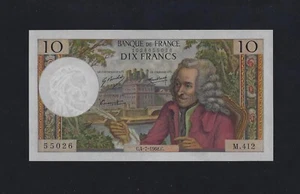 France 10 Francs JULY 1968 P-147 UNC RARE NO HOLES - Picture 1 of 2