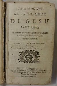old book LIBRO ANTICO DELLA DIVOZIONE AL SACRO CUORE DI GESU' FIRENZE 1797