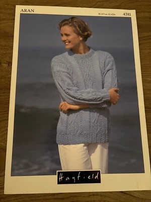 Hayfield Aran Knitting pattern 4381 Sweater - Image 1 of 2