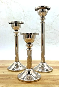 Godinger Silver Plated Art Taper Candle Holders Set of 3 Graduated Heights EUC - Picture 1 of 18