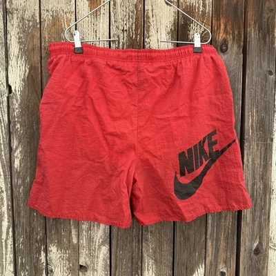 De colección Años 90 NIKE Para Hombre Nylon Corbata Cintura Corta En Rojo Logo Swoosh Grande Talla L Foto 1 de 4