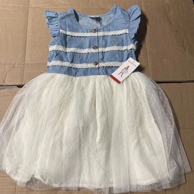 Vestido blanco vaquero Calvin Klein para niñas 6 Foto 1 de 4