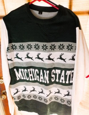 Suéter de Navidad Michigan State Spartans Light 'Em Up Holiday Talla XL NUEVO Foto 1 de 2