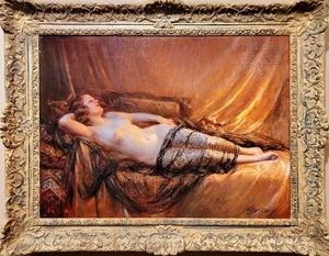 Delphin Enjolras - Akt Odaliske - 1890er Ölgemälde - Bild 1 von 10