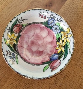 Maling kleine Glanz Pin Schale - Pfingstrose Rose rosa - Frühlingsblumen. 10,75 cm T. Sehr guter Zustand. - Bild 1 von 4
