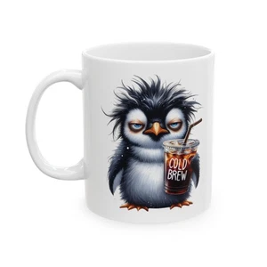 Grumpy Penguin Coffee Mug – Funny Cold Brew Animal Cup | Iced Coffee Lover Gift - Picture 1 of 9