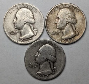 Washington Silver Quarters 3 Different Date - Picture 1 of 3