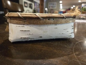 Birch Bark Basket Handmade in Alaska 8” x 7” - Picture 1 of 6