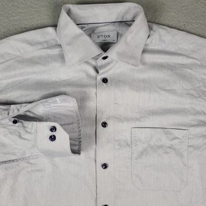 Eton Shirt Mens Size 16.5 42 Gray Classic Dress Button Up Long Sleeve * - Picture 1 of 8