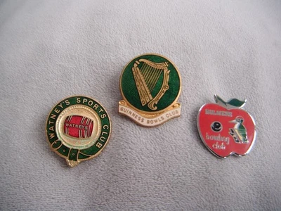 GUINNESS BULMERS & WATNEYS bowling club members vintage enamel pin badges - Image 1 of 4