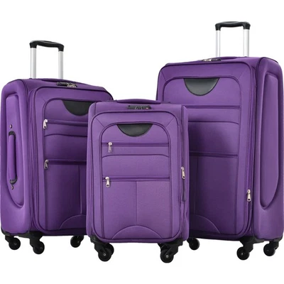 Softside Expandable 3 Piece Set Suitcase Upright Spinner Lightweight Luggage - Image 1 of 4