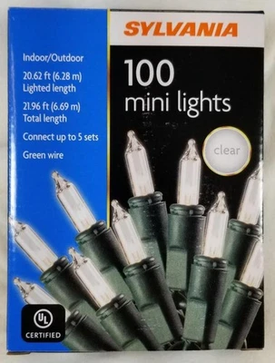 Sylvania 100 Mini Luces Transparentes Luces Alambre Verde 21.96 ft (6.69 m) Foto 1 de 4