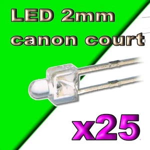 316/25# LED verte 2mm canon court --- 25pcs - Imagen 1 de 1