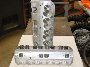 Chevy 350 383 400 Aluminum Cylinder Heads straight plug 327 283 Pro Header 64cc - Picture 1 of 5
