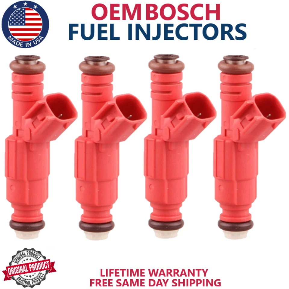 x4 OEM BOSCH FUEL INJECTORS FOR 2006, 2007, 2008, 2009 Mercury Milan 2.3L I4 - Image 1 of 4
